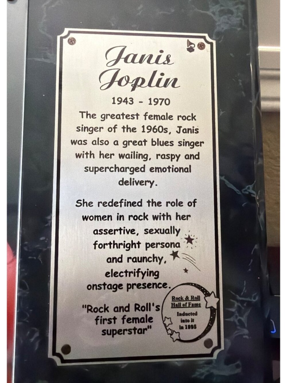 Vintage Janis Joplin 12 X 15 Tribute Photo Plaque Memorabilia - Picture 4 of 9